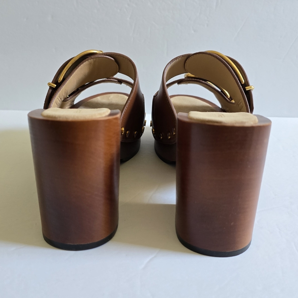 Veronica Beard Halifax Leather Studded Buckle Clogs Size 9.5 M Brown Haz… - Picture 10 of 12